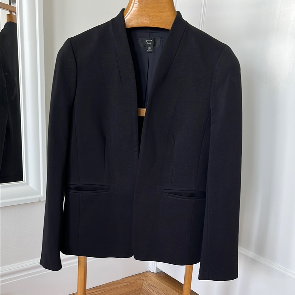 J. Crew Black Collarless Blazer with Slim Fit